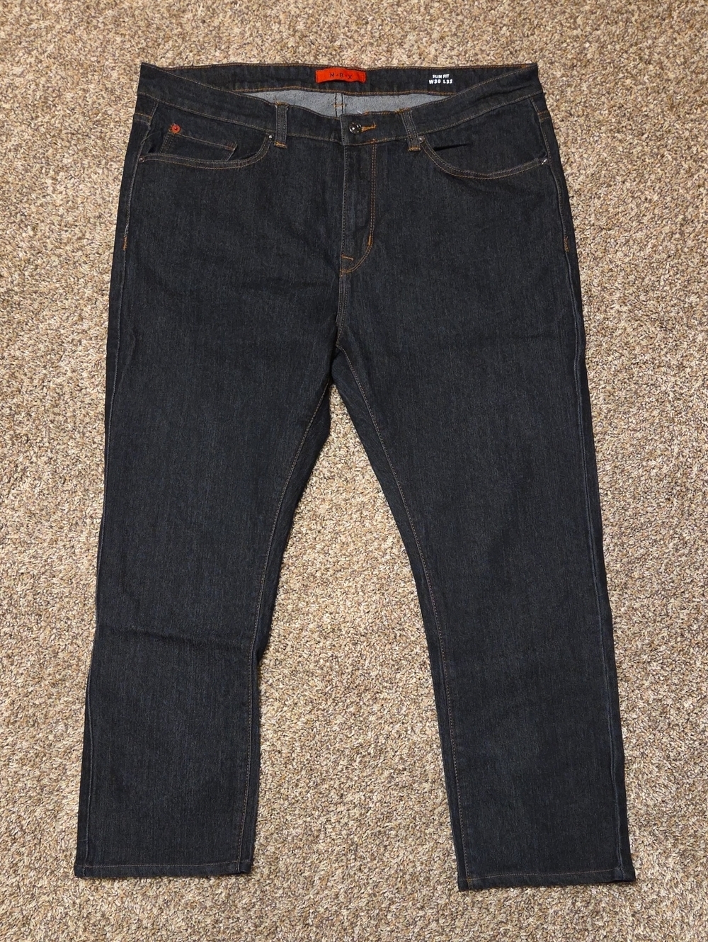MBX Mens Slim Fit Jeans Dark Wash Blue Stretch Denim 38x32 XCD92800UP11